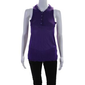 Krizia Poi Women's Collared Sleeveless Sweater Tank Top Purple Size 38